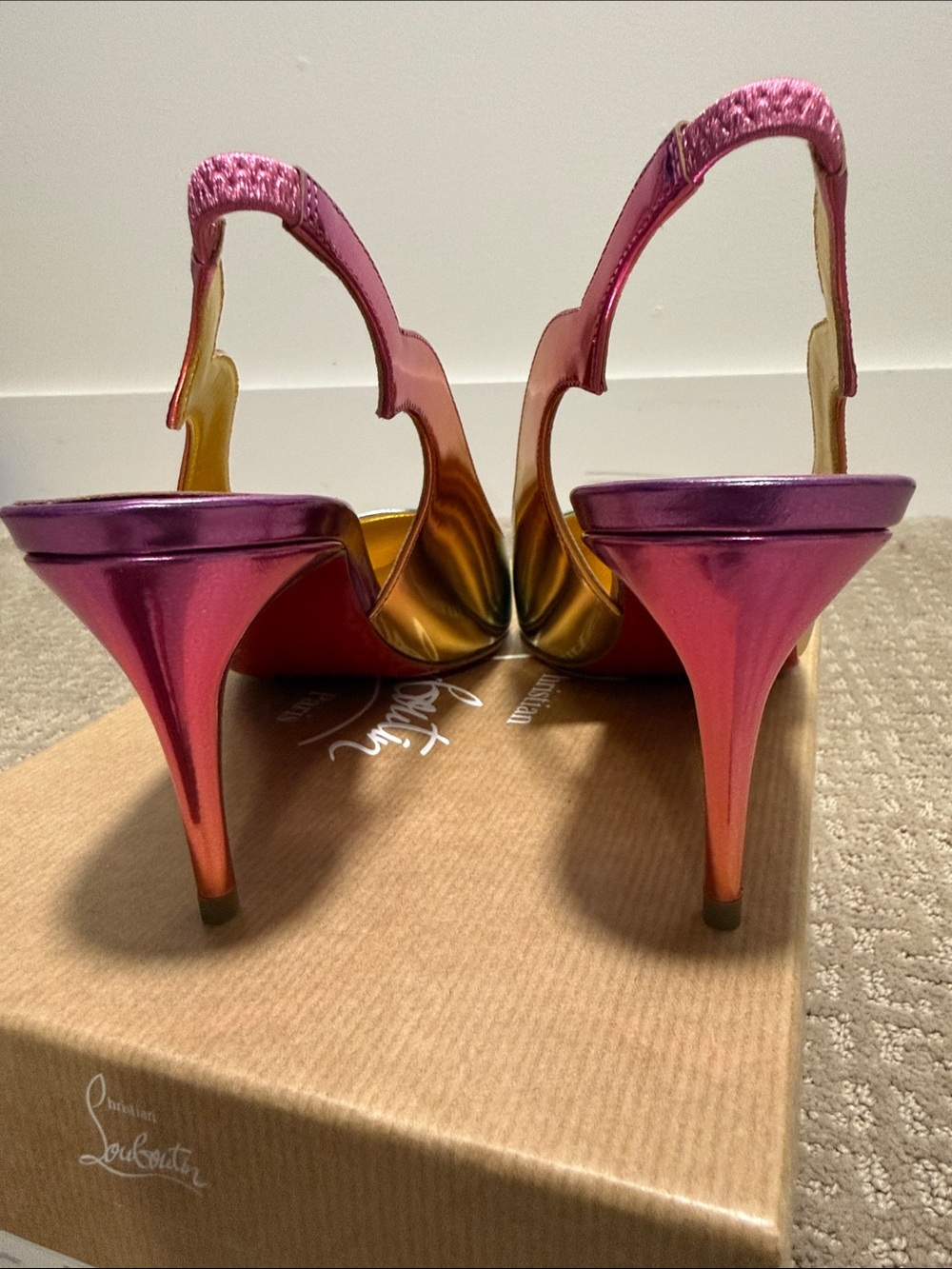 New in Box Christian Louboutin Hot Chick Sling 70 Slingback Heels Size 8.5/ 38.5 - Picture 11 of 13